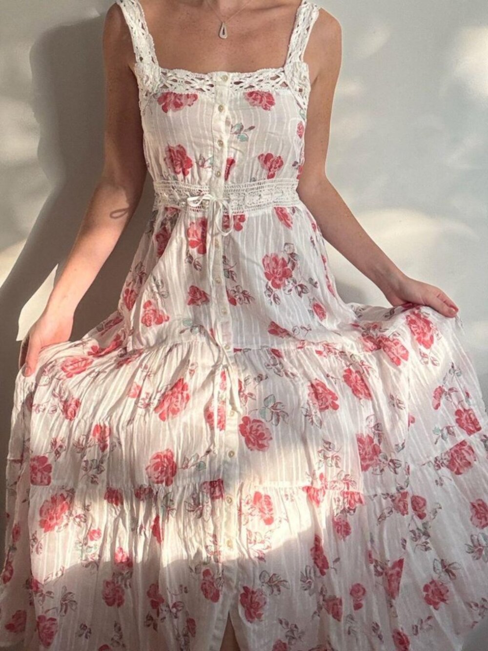 Free People Morning Meadows Maxi Dress Floral White XS